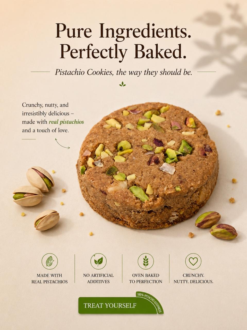 Invra Crunchy Pistachio Cookies – Handcrafted, Millet-Based & Irresistibly Nutty 16 Pcs