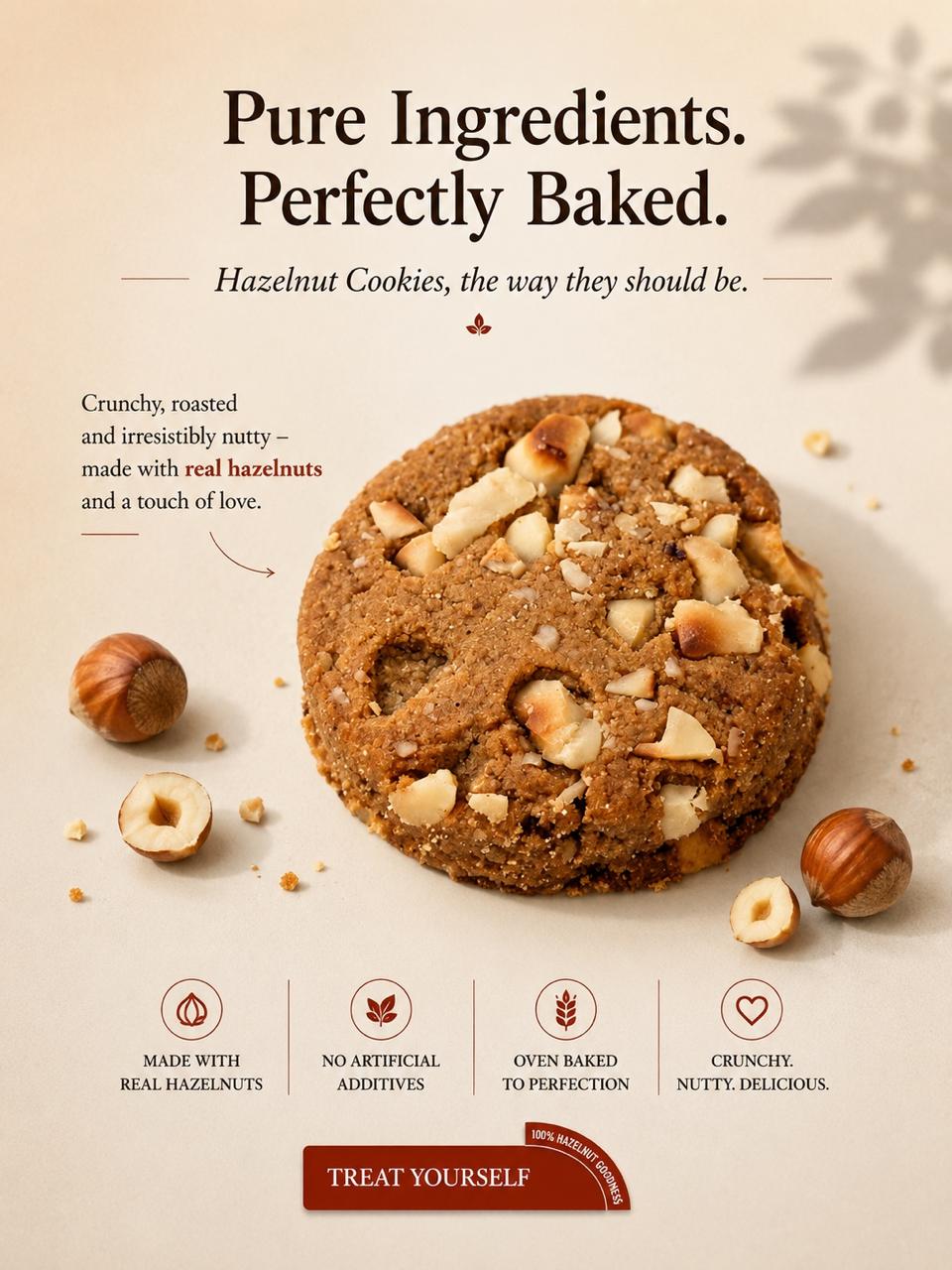 Invra Roasted Hazelnut Cookies – Handcrafted Millet-Based & Irresistibly Nutty 16 Pcs