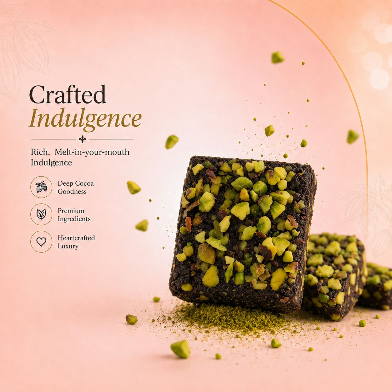 Invra Pistachio Choco Fudge – Handcrafted Millet-Based Treat with Roasted Pistachios (6 Pcs)
