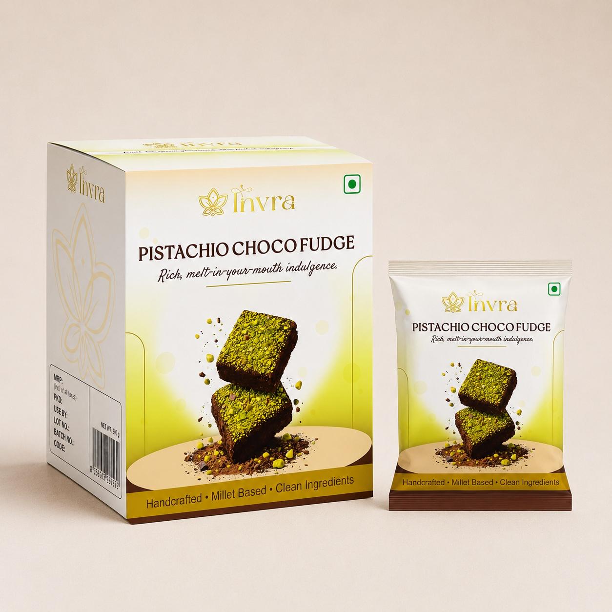 Invra Pistachio Choco Fudge – Handcrafted Millet-Based Treat with Roasted Pistachios (6 Pcs)