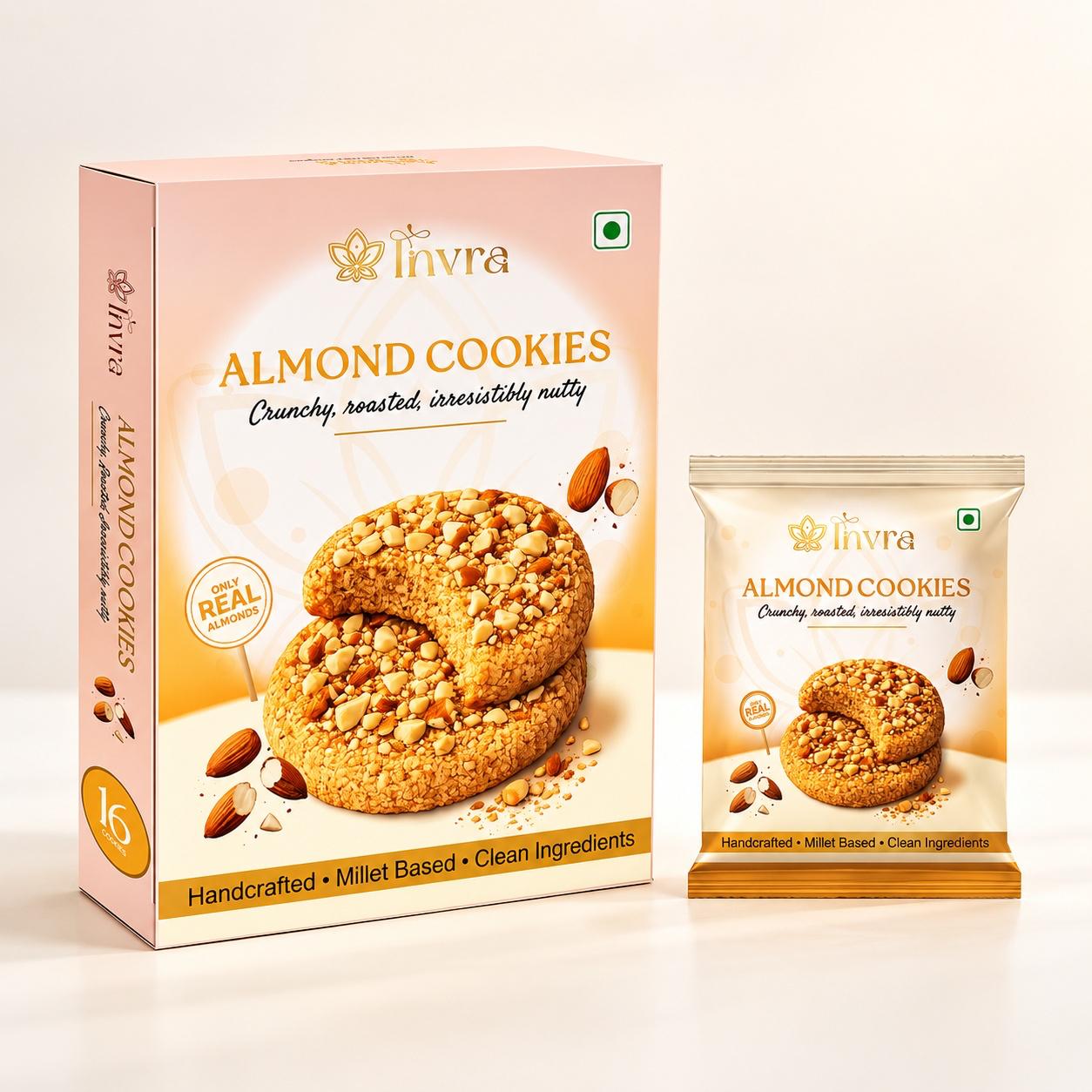 Invra Roasted Almond Cookies – Handcrafted Millet-Based Indulgence 16 Pcs