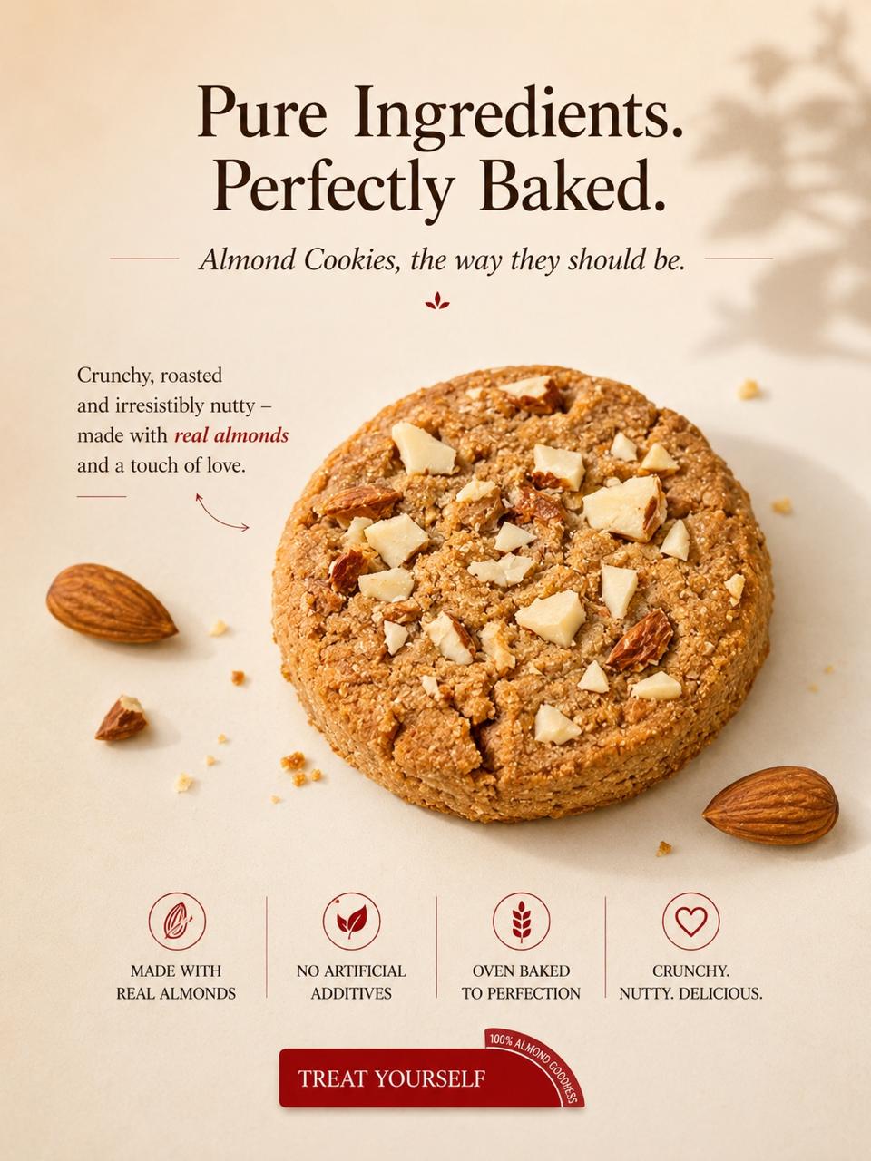 Invra Roasted Almond Cookies – Handcrafted Millet-Based Indulgence 16 Pcs