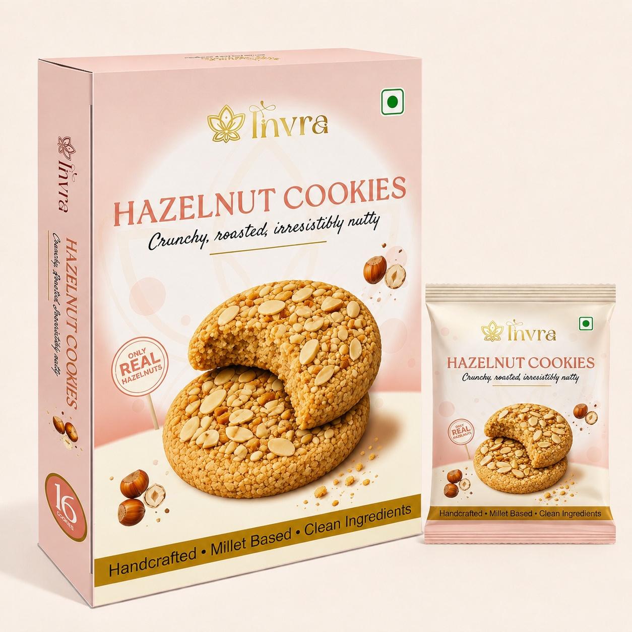 Invra Roasted Hazelnut Cookies – Handcrafted Millet-Based & Irresistibly Nutty 16 Pcs