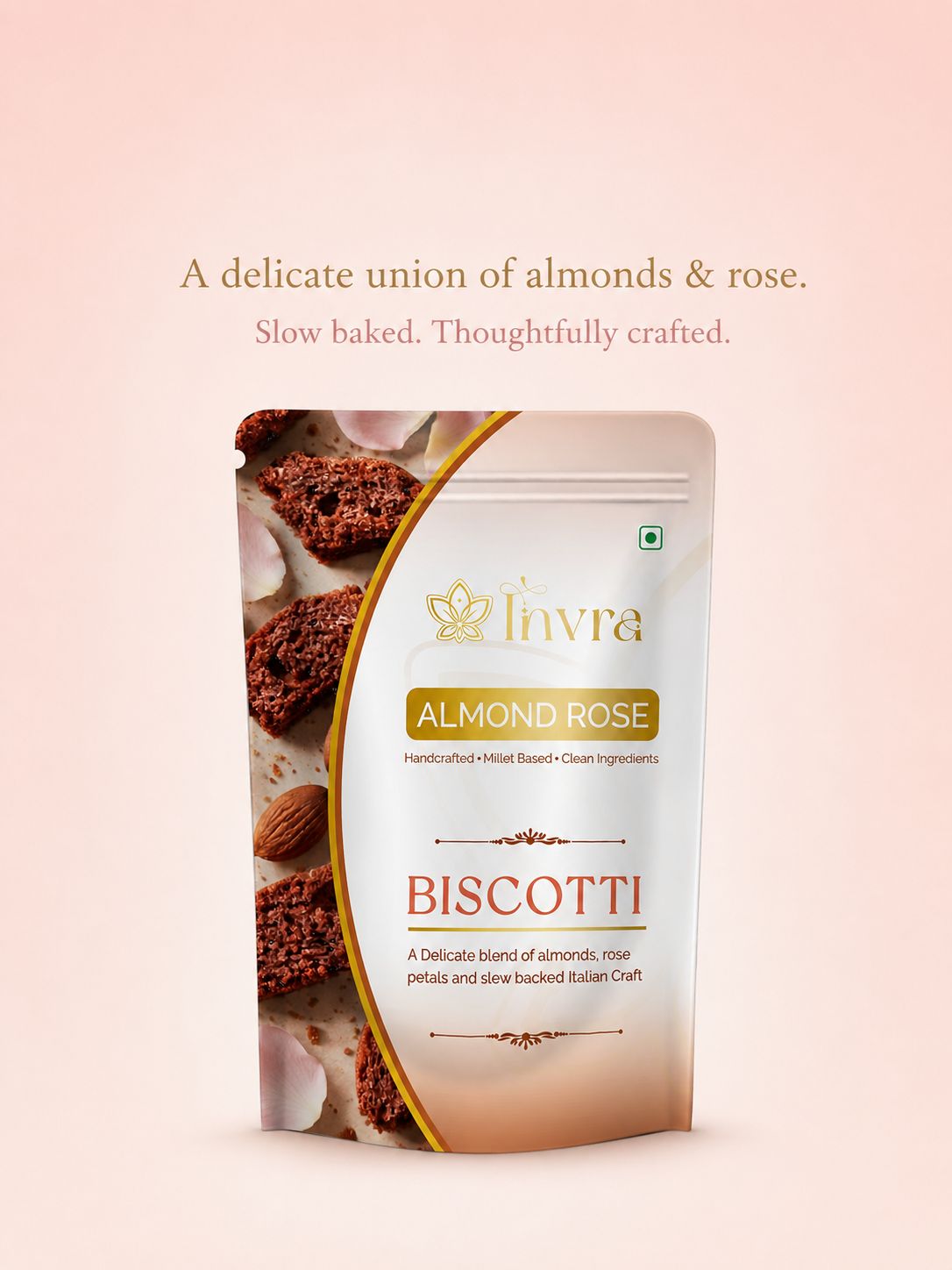Invra Gourmet Rose & Almond Biscotti – Millet-Based, High-Protein & Handcrafted